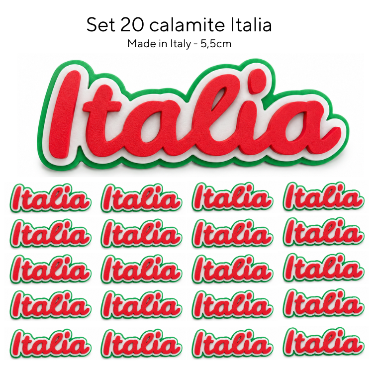 Chioda Set 20 Calamite Italia Tricolore 5,5cm - Made in Italy - Calamite Souvenir Italiani - Gadget Made in Italy per Negozi e Regali Amici