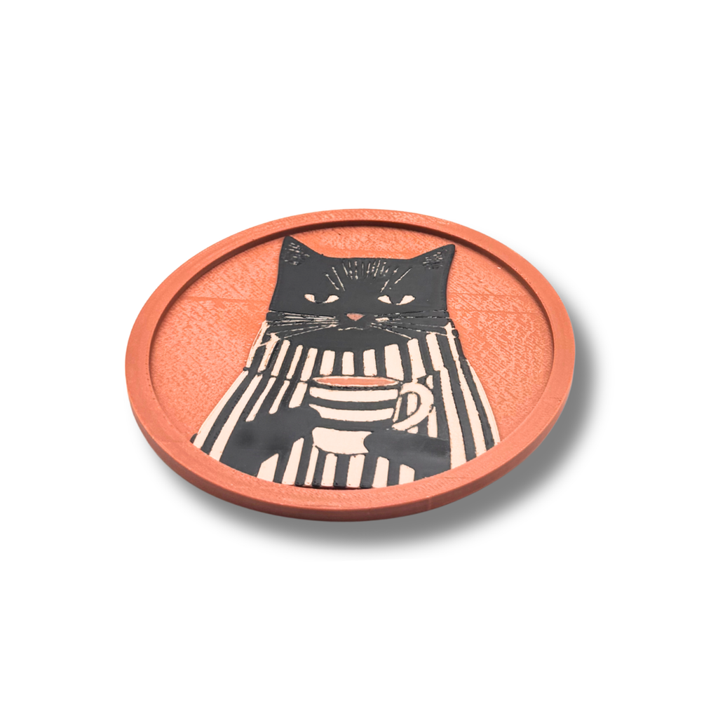 Sottobicchieri Gatto Set 4 + Supporto | Pla Matte | Chioda Design