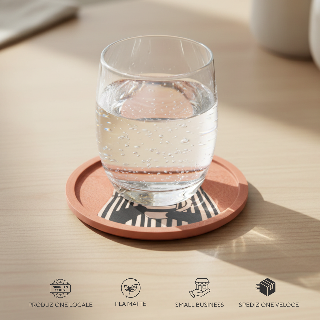 Sottobicchieri Gatto Set 4 + Supporto | Pla Matte | Chioda Design