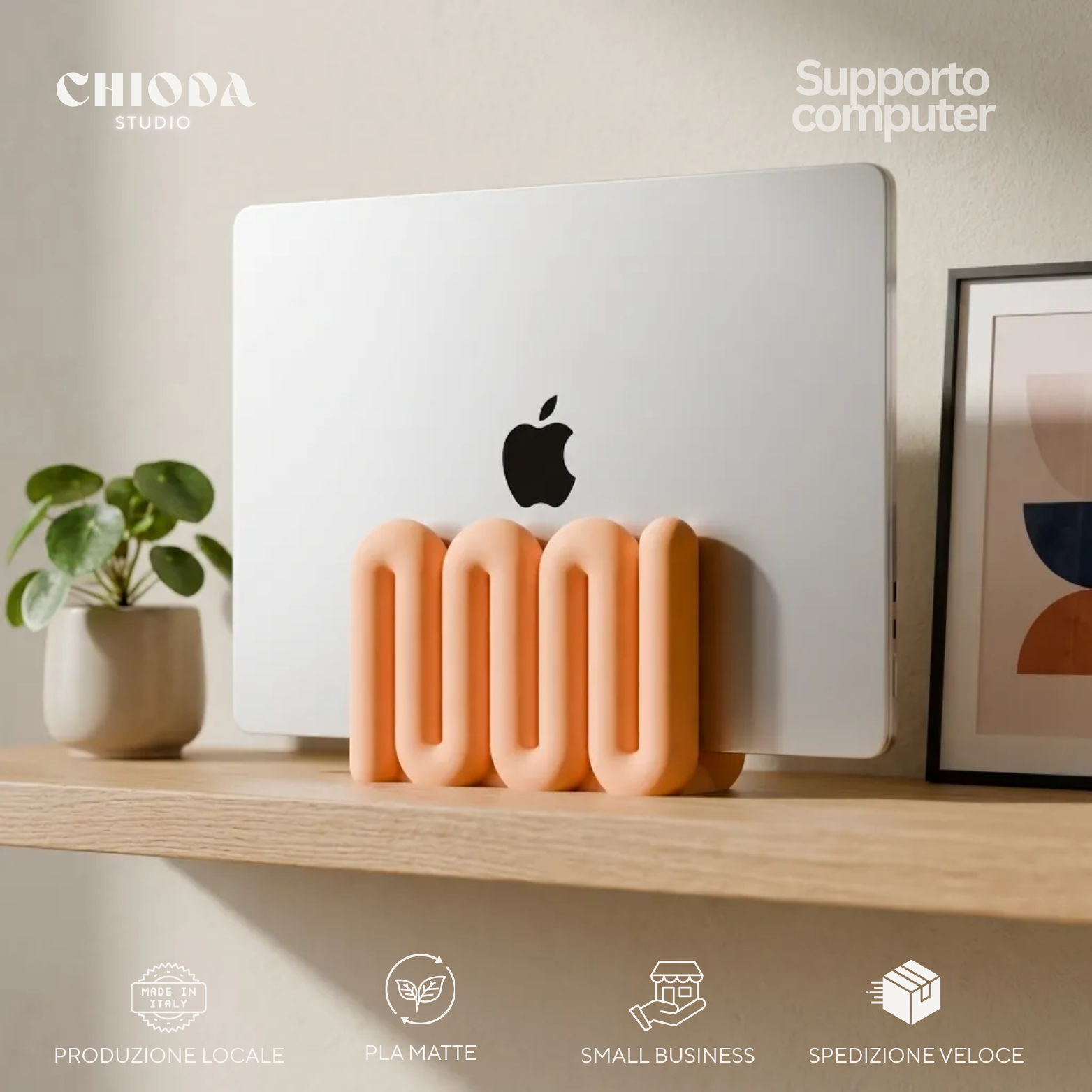 Chioda.wave Supporto Notebook e Tablet | 5 colori - Made in Italy