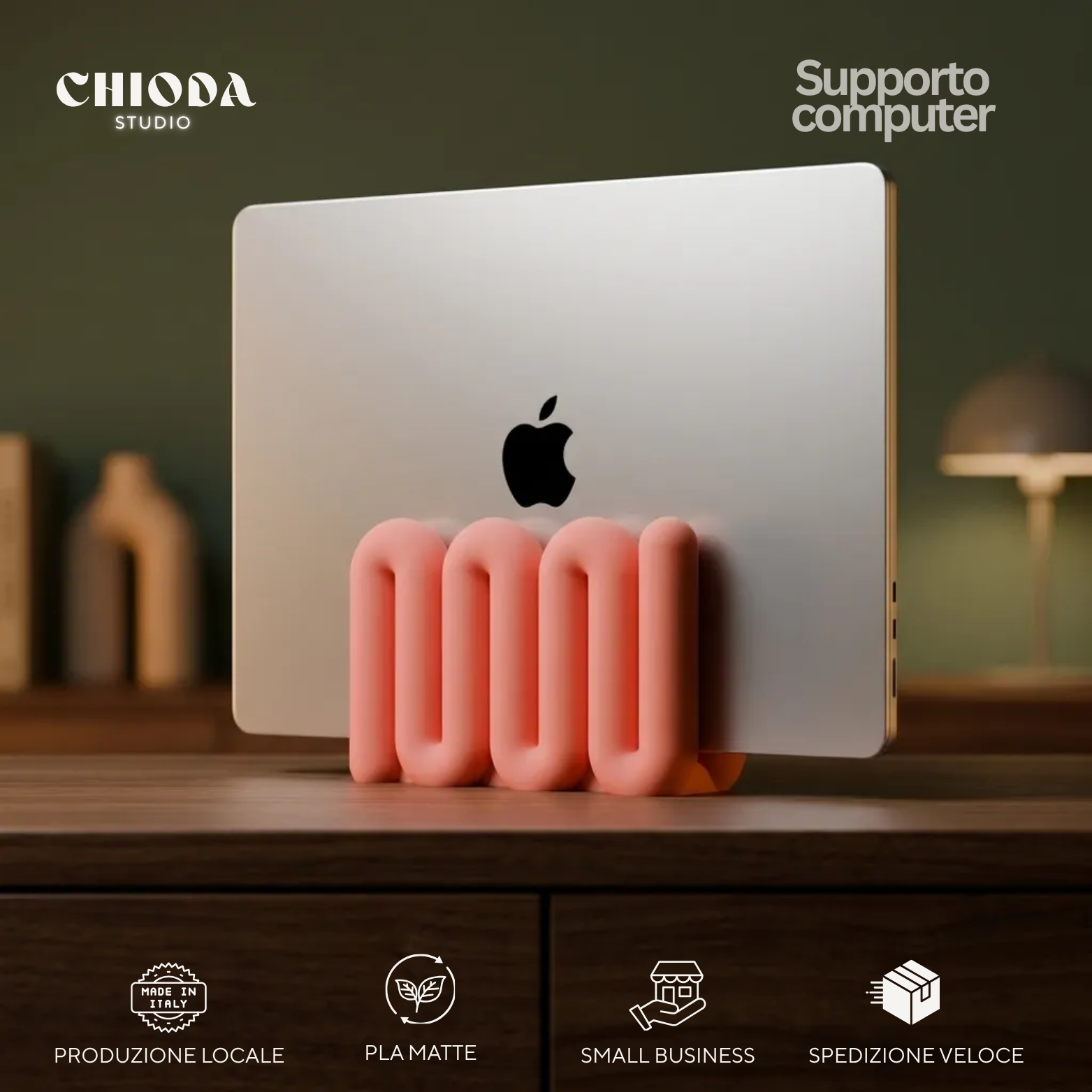 Chioda.wave Supporto Notebook e Tablet | 5 colori - Made in Italy