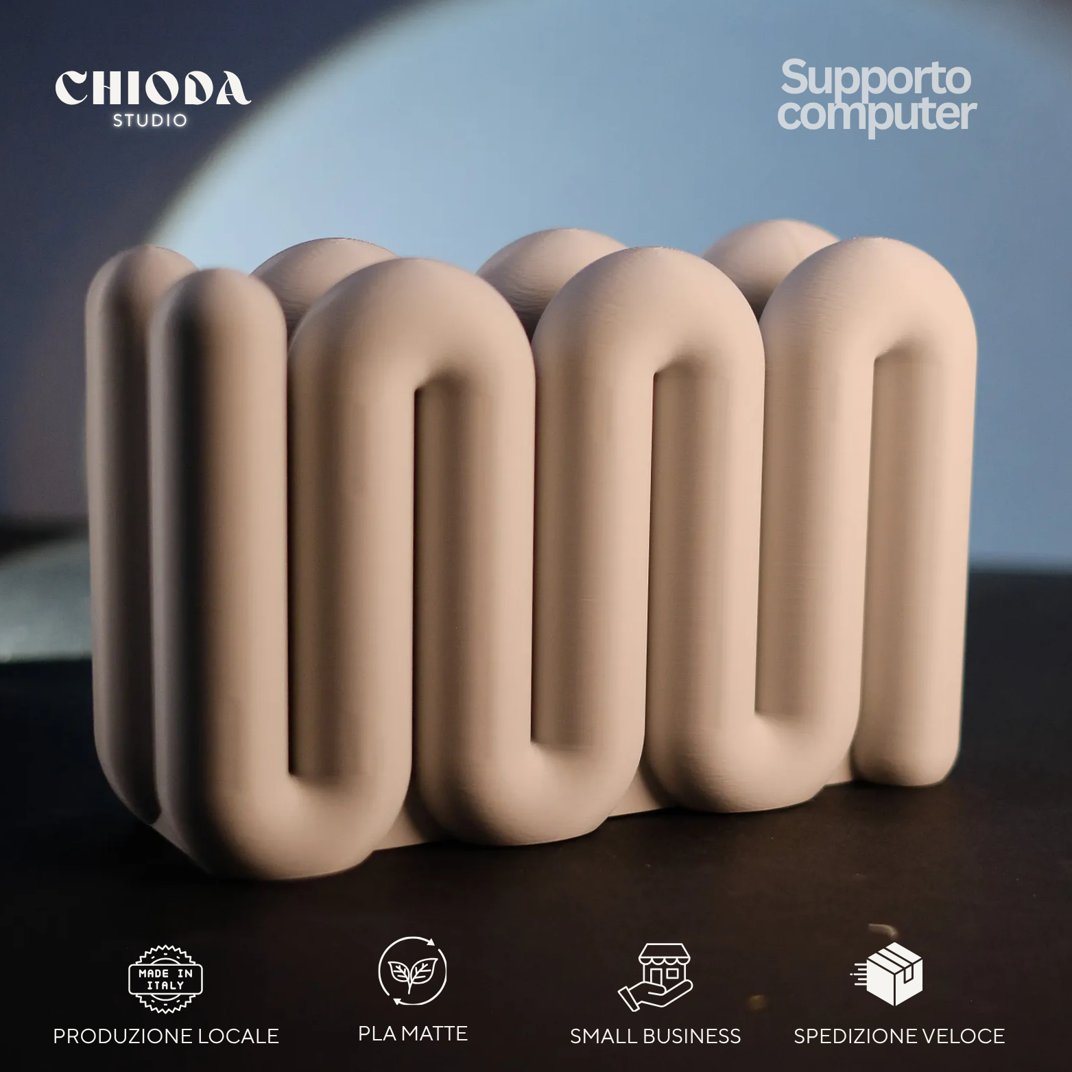 Chioda.wave Supporto Notebook e Tablet | 5 colori - Made in Italy