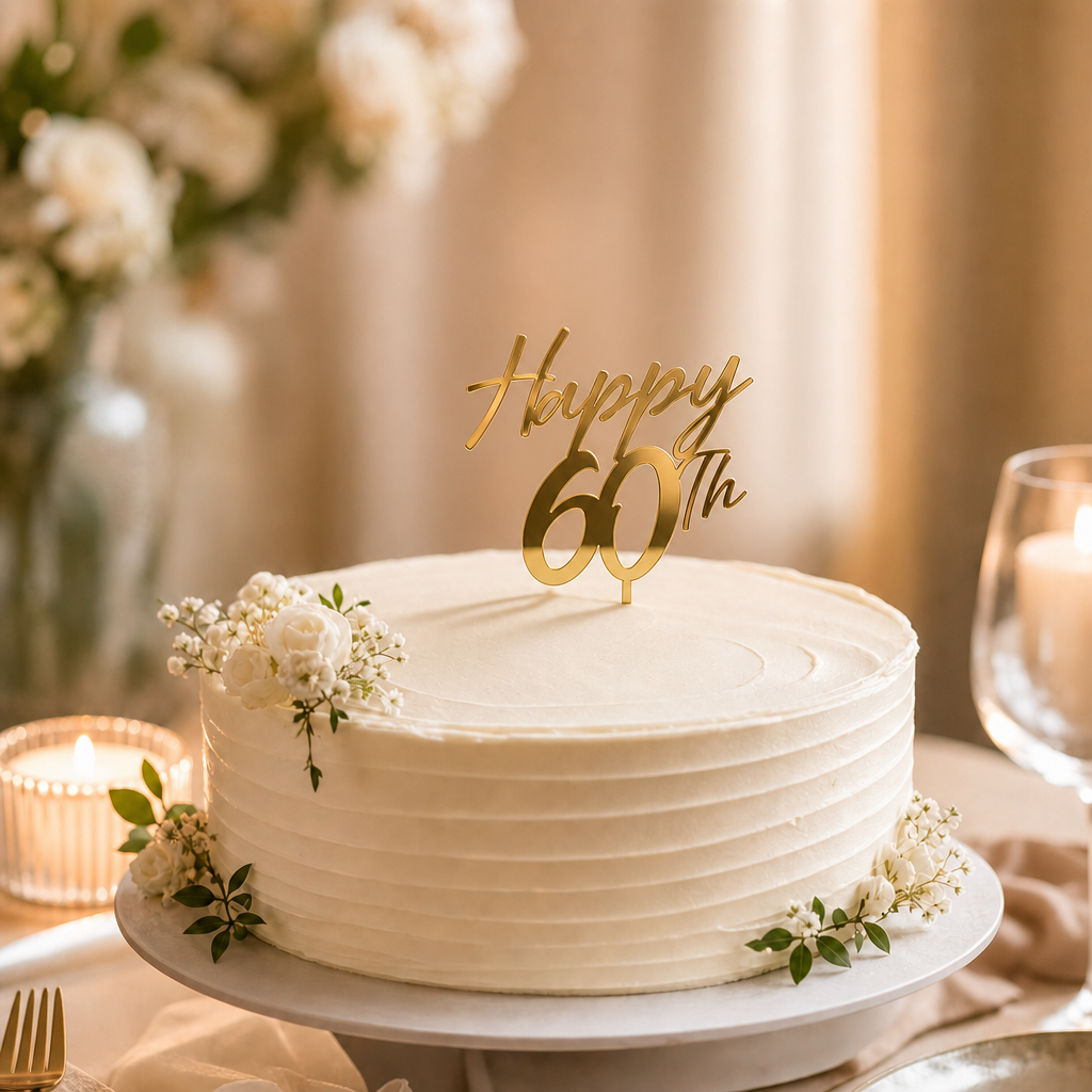Topper 3D Personalizzato + Nome | Torta Compleanno Oro Glitterato| Chioda Studio